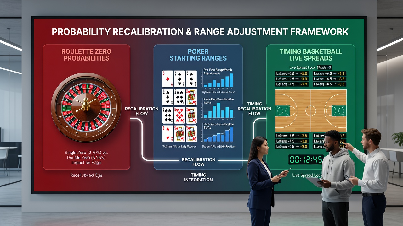 Chart illustrating distinct data flows between roulette outcomes, poker ranges, basketball spreads, and horse racing metrics