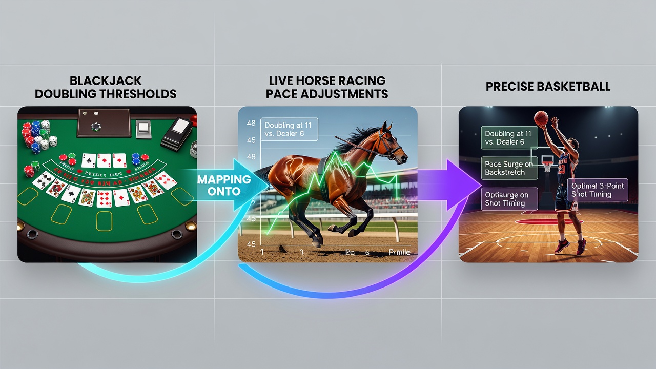 Pace chart overlay showing horse racing fractions aligned with basketball quarter scoring rates
