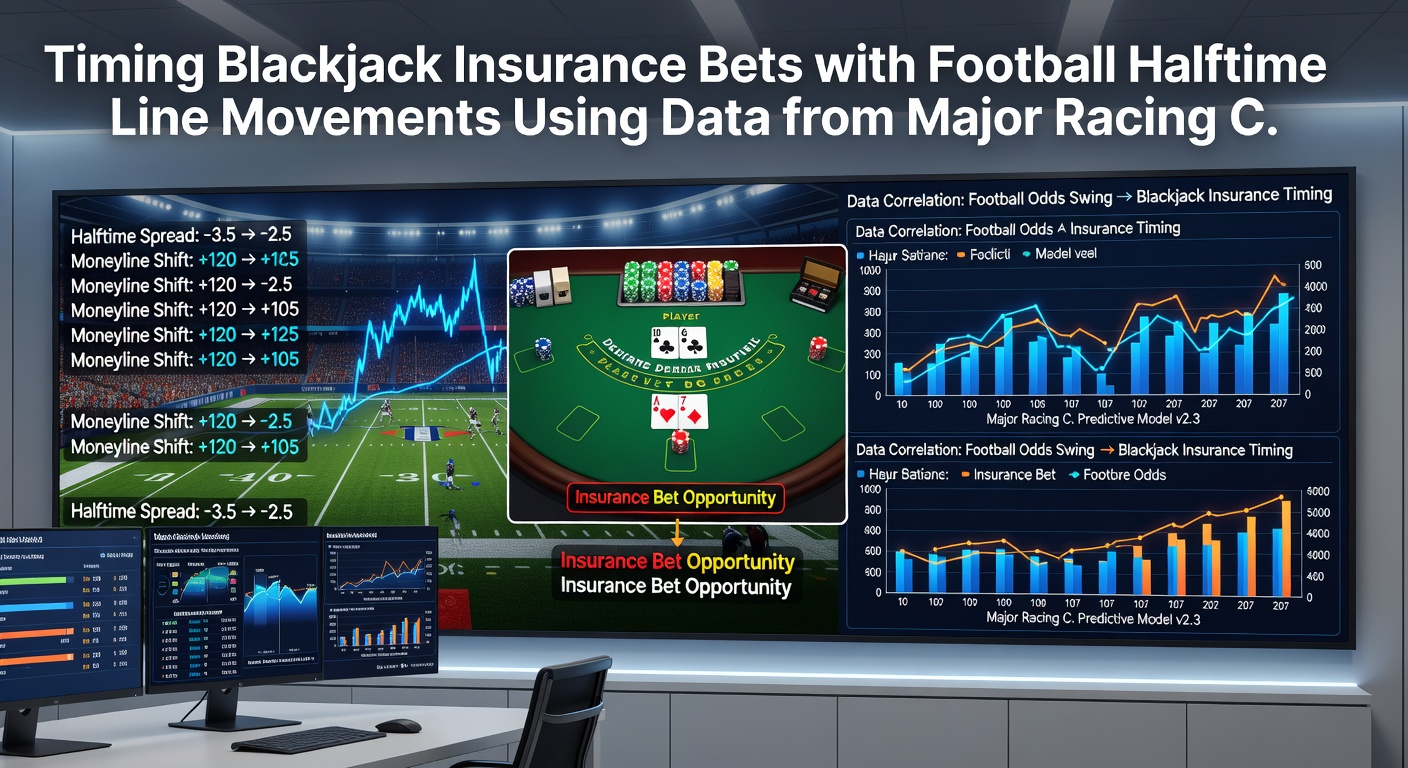 Live dashboard displaying synchronized football halftime odds movements and blackjack insurance probability curves informed by racing circuit telemetry